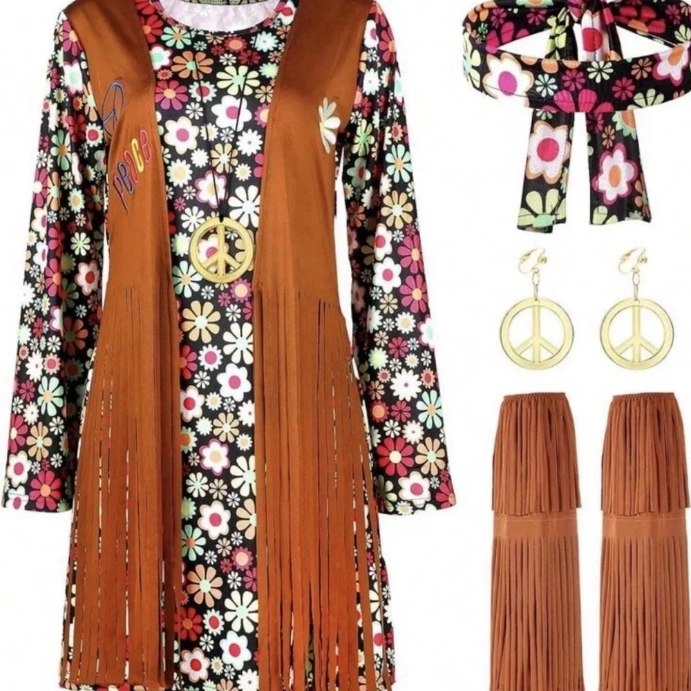 Hippie Party Outfit w/Accessories 70’s Costume 2XL - Picture 3 of 5